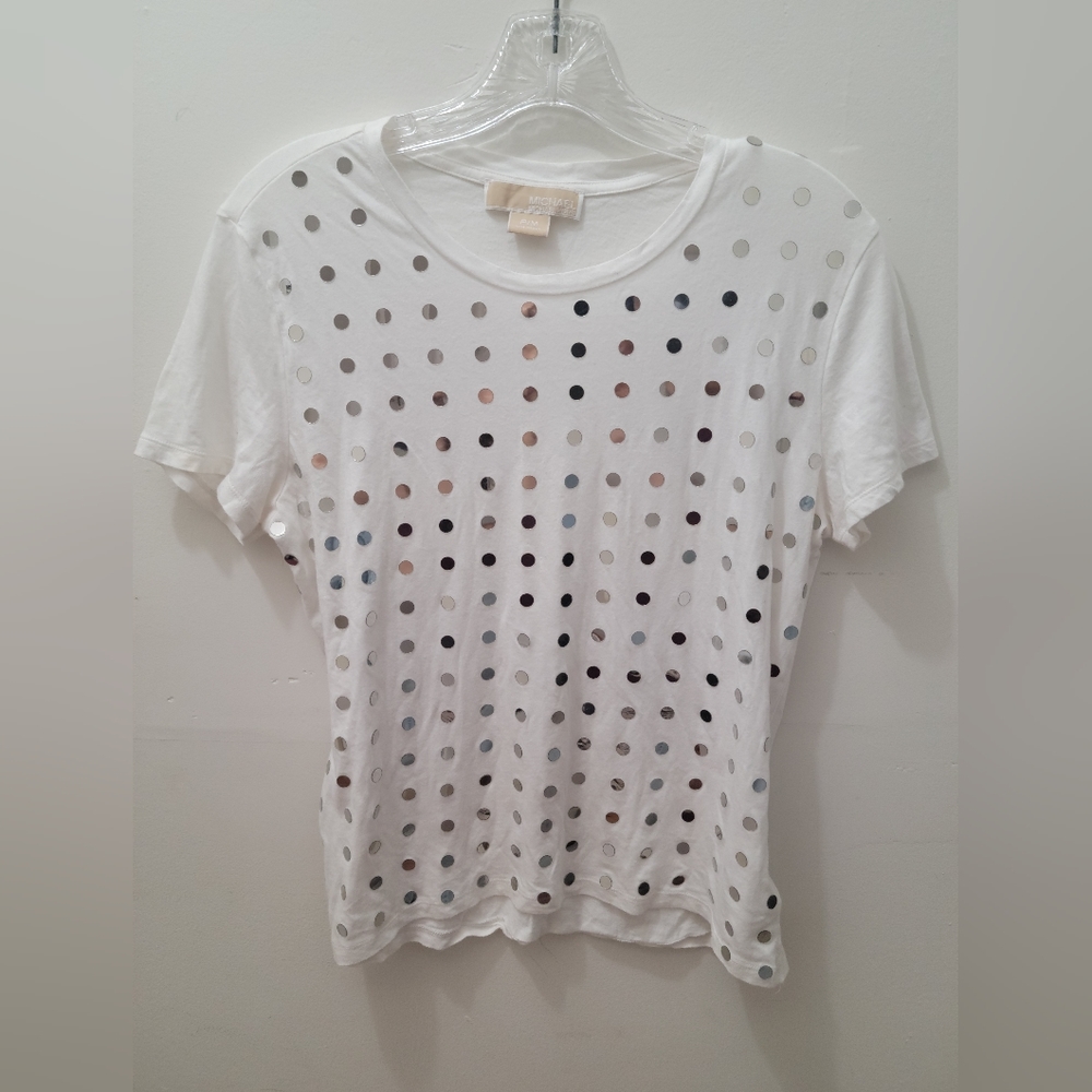 Holiday MICHAEL Michael Kors White Stretch Mirrored Polka Dot Tee